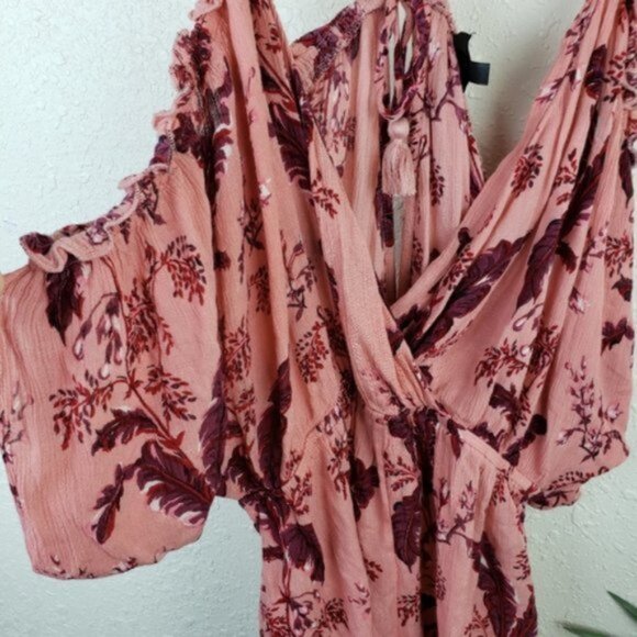 Bundle 2 TOPSHOP Boho Rompers Floral Print Ruffle Off Shoulder size S - Picture 10 of 16